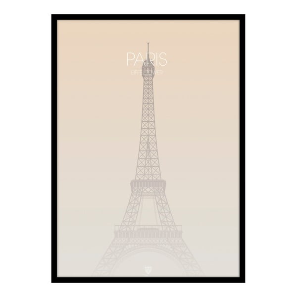 Keretezett poszter 50x70 cm Paris Eiffel Tower – Malerifabrikken