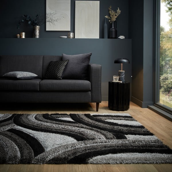 Fekete-szürke kézi szövésű szőnyeg újrahasznosított szálakból 160x230 cm Velvet – Flair Rugs-image-1