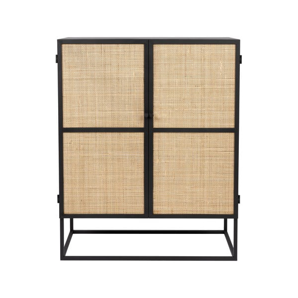 Fekete rattan magas komód 80x100 cm Guuji - White Label