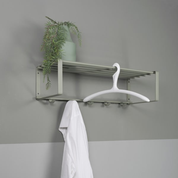 Szürkészöld fém fali fogas polccal 70 cm Rex – Spinder Design-image-3