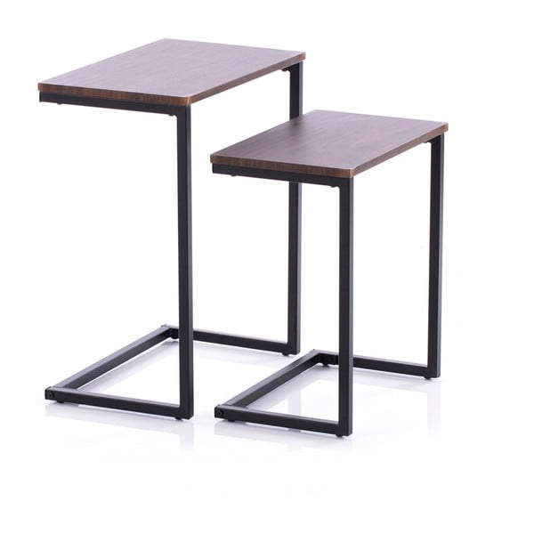 Tárolóasztal szett diófa dekoros asztallappal 2 db-os  30x48 cm Jalt – Homede