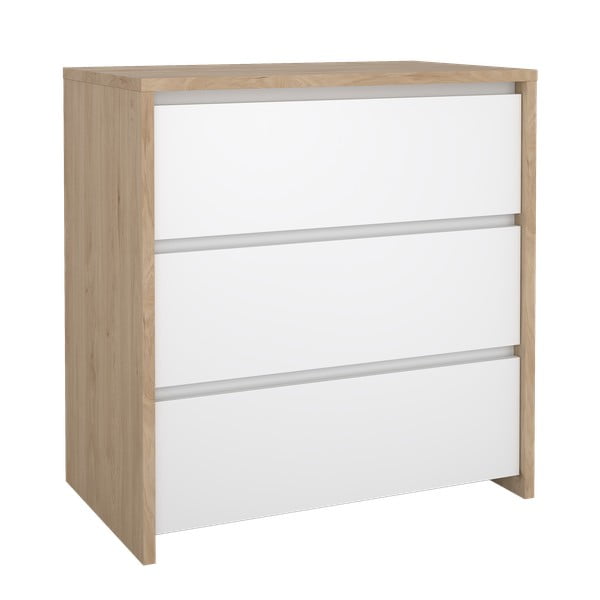 Fehér-natúr színű komód tölgyfa dekorral 80x84x48 cm Next – Tvilum-image-4