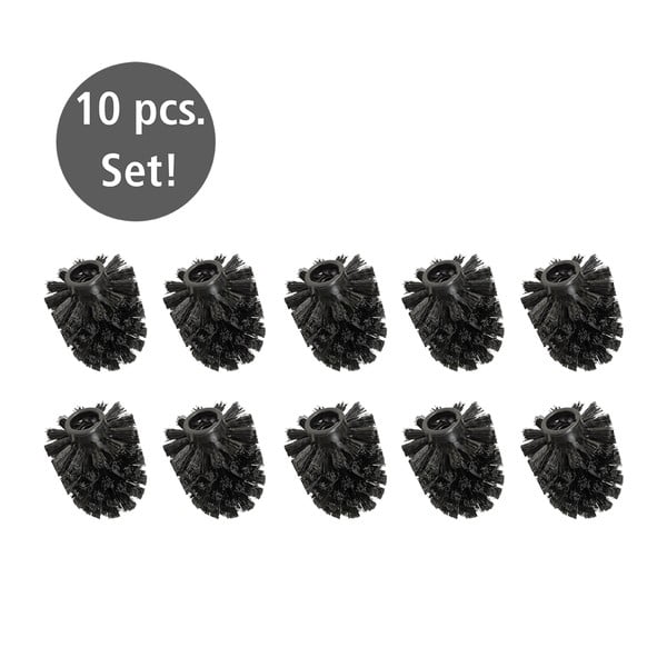 Fekete műanyag tartalék WC-kefe fej szett 10 db-os Ø8cm – Wenko