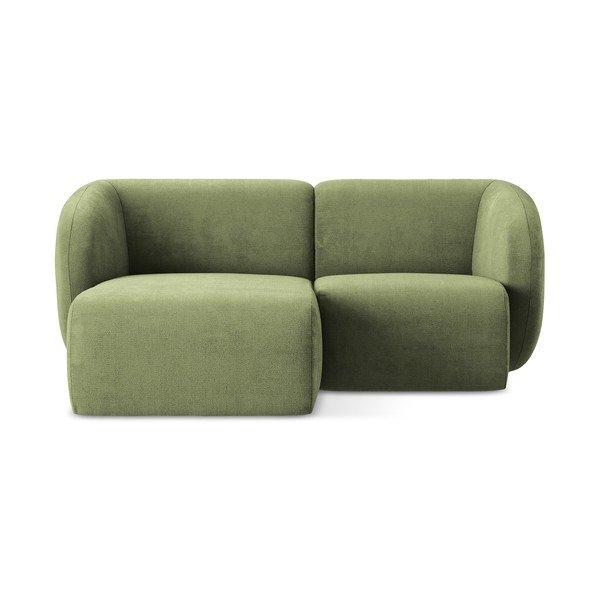 Zöld zsenília sarokkanapé (bal oldali-heverő résszel) Lani – Makamii