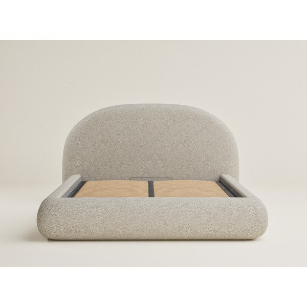 Bézs kárpitozott ágyneműtartós franciaágy ágyráccsal 140x200 cm Maumere – Maison de Rêve-image-2