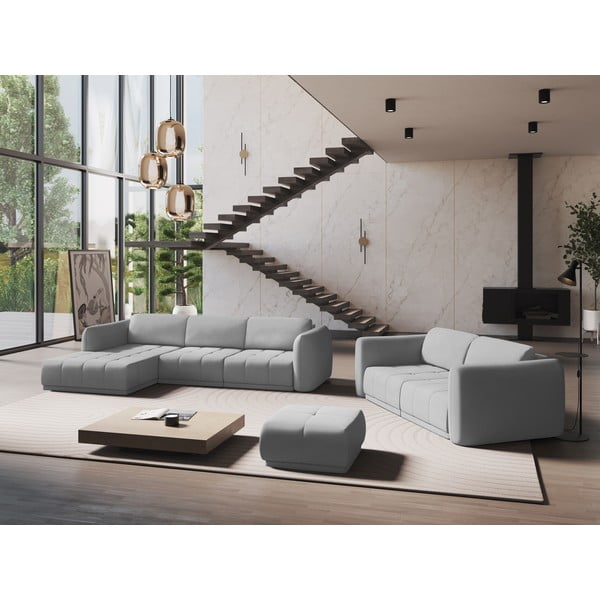 Világosszürke sarokkanapé (bal oldali) Hoku – Makamii-image-1