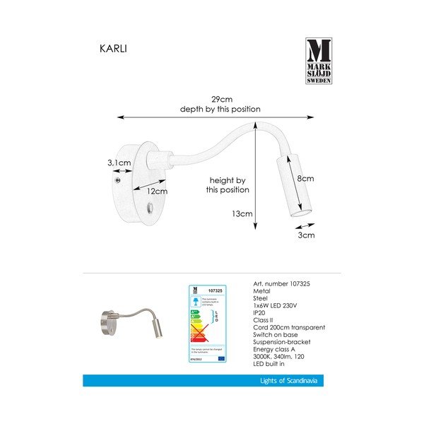 Karli fém falilámpa - Markslöjd-image-1