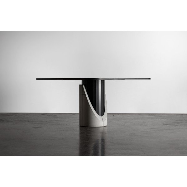 Étkezőasztal tölgyfa dekoros asztallappal 140x140 cm Sharp - Lyon Béton-image-2