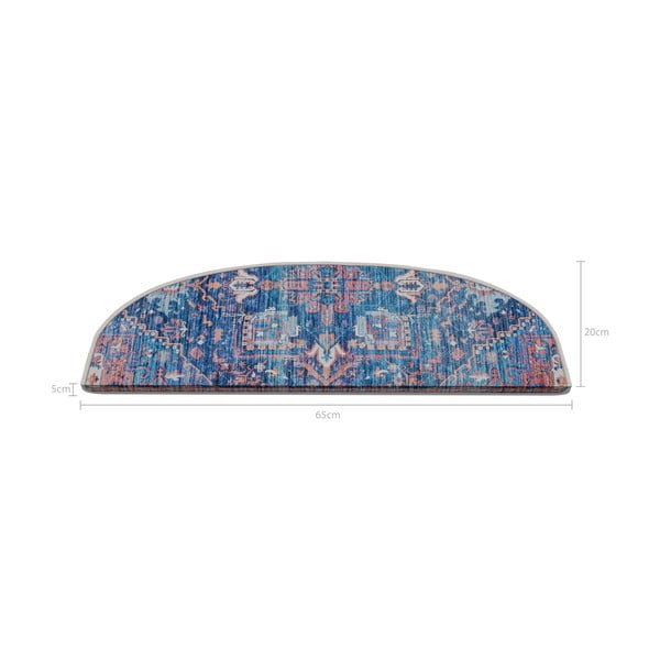 Kék lépcsőszőnyeg szett 16 db-os 20x65 cm Yoruk – Vitaus-image-2