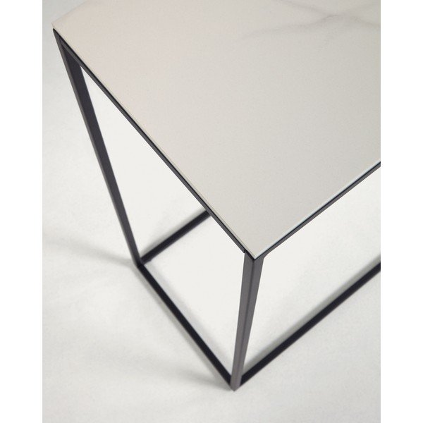 Fekete-fehér konzolasztal kerámia asztallappal 30x110 cm Rewena – Kave Home-image-4