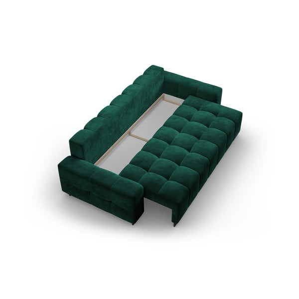 Zöld bársony kinyitható tárolóhelyes kanapé 250 cm Wicklow – Cosmopolitan Design-image-3