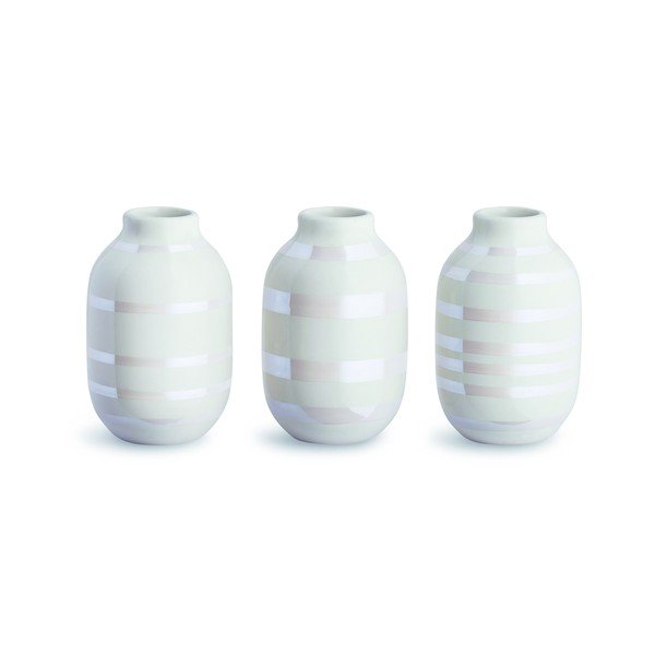 Omaggio 3 db fehér agyagkerámia váza, magasság 8 cm - Kähler Design