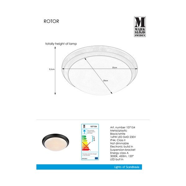 Rotor fekete mennyezeti lámpa, ø 35 cm - Markslöjd-image-1