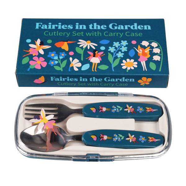Kék rozsdamentes acél gyerek evőeszköz 2 db-os Fairies in the Garden – Rex London-image-2