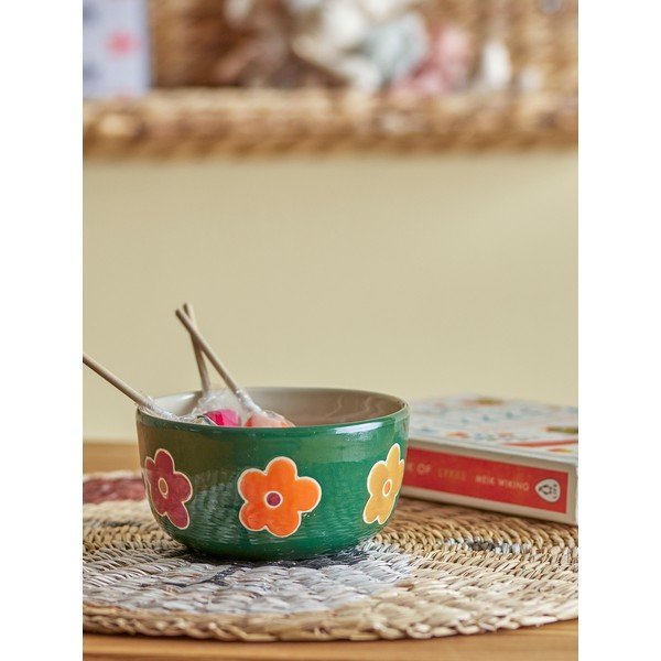 Sötétzöld kőedény gyerek tálka ø 12 cm Addy – Bloomingville Mini-image-2