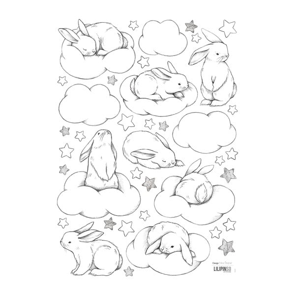 Matrica lap 30x42 cm Bunnies, Clouds And Stars – Lilipinso