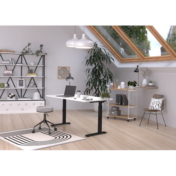 Íróasztal állítható magassággal, fehér asztallappal 80x120 cm Downey – Germania-image-1