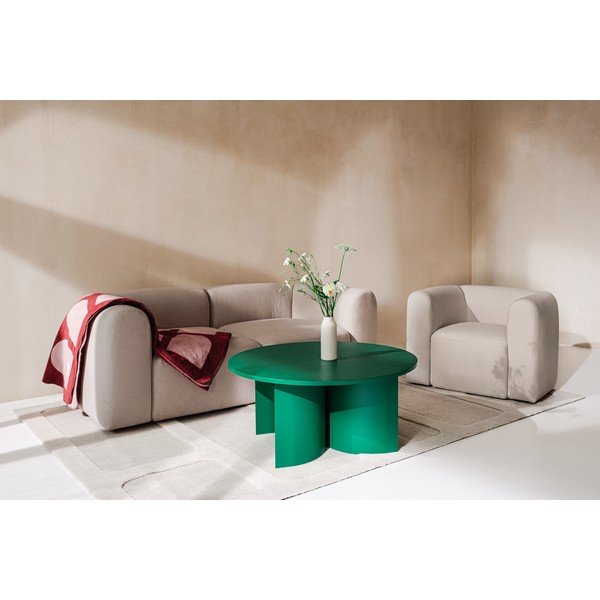 Zöld kerek dohányzóasztal kőrisfa dekoros asztallappal ø 95 cm Gavo – noo.ma-image-2