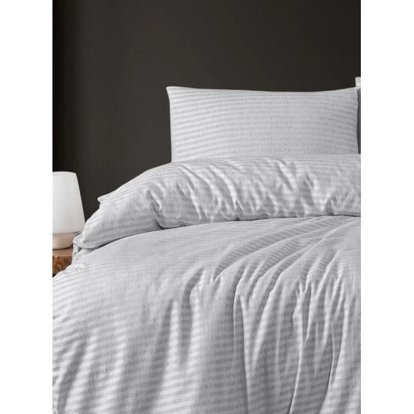 Világosszürke kétszemélyes hosszabbított ágyneműhuzat lepedővel, négyrészes 200x220 cm – Mila Home-image-2