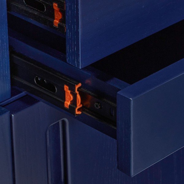 Sötétkék-szürke kőrisfa könyvespolc 45x177 cm Study – Hübsch-image-3