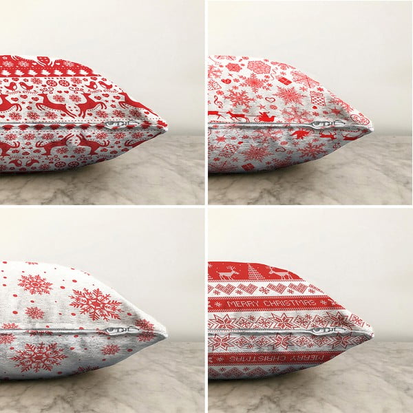 Red Snowflakes 4 db-os karácsonyi zsenília párnahuzat szett, 55 x 55 cm - Minimalist Cushion Covers-image-1