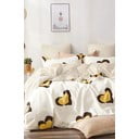 Sárga kétszemélyes hosszabbított négyrészes  renforcé pamut ágyneműhuzat lepedővel 200x220 cm Double Heart – Mila Home