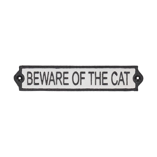 Öntöttvas falitábla 26x5 cm Beware of the Cat – Esschert Design