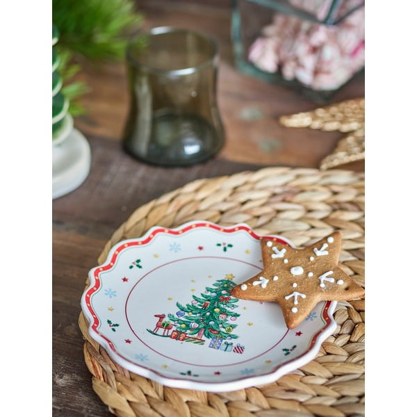 Piros-krémszínű kerámia szervírozó tányér karácsonyi mintával ø 17 cm Naive – Bloomingville-image-2