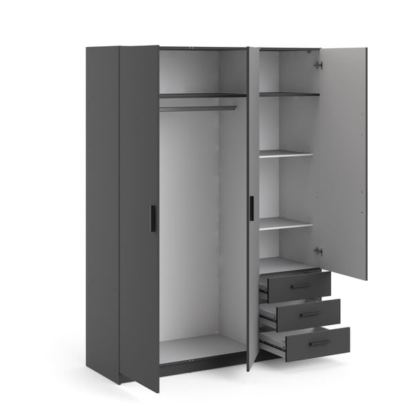 Sötétszürke ruhásszekrény 147x200 cm Sprint – Tvilum-image-4