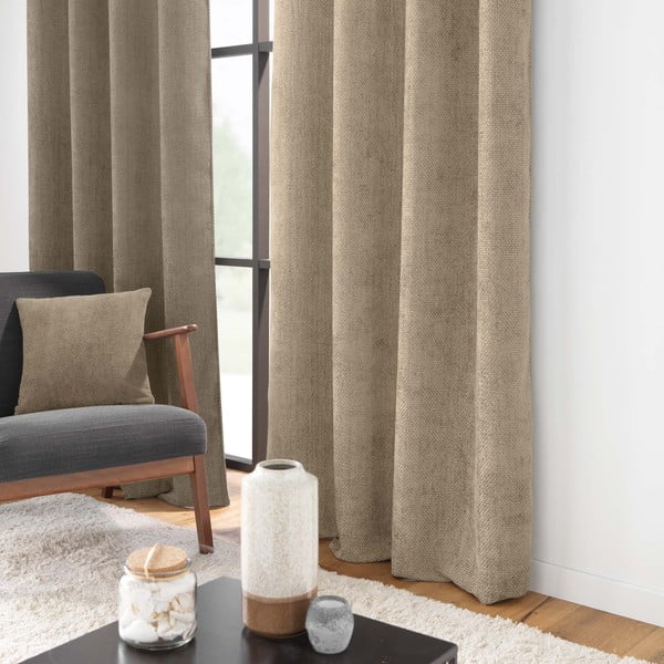 Világosbarna zsenília függöny 140x260 cm Leo – douceur d'intérieur-image-1