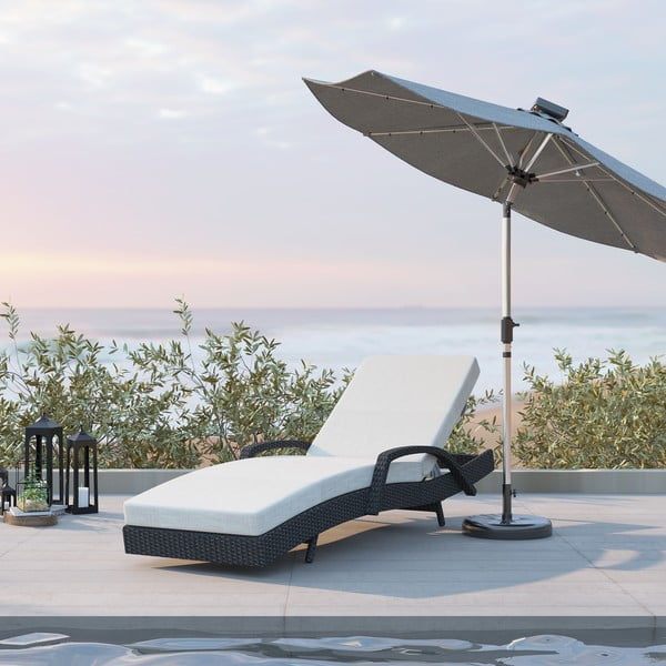 Barna-bézs műrattan kerti napozóágy Redondo – Unique Furniture-image-1