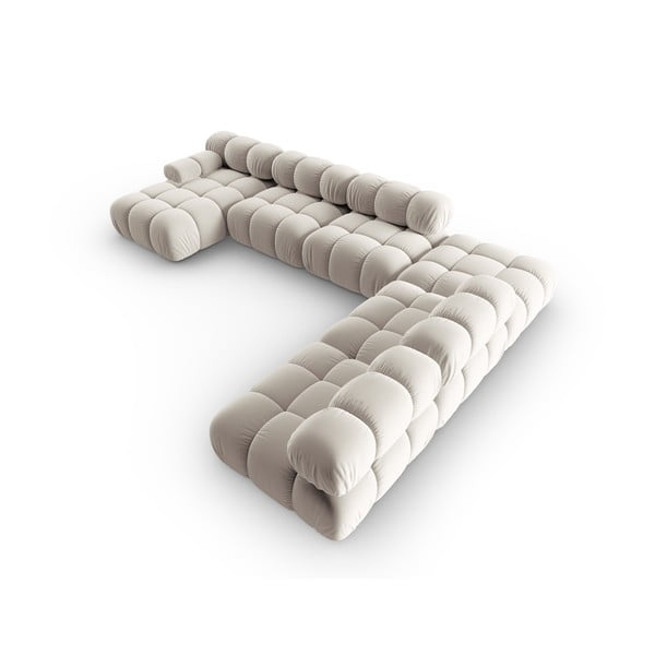 Bézs bársony moduláris sarokkanapé (jobb oldali-U alakú) Bellis – Micadoni -image-4
