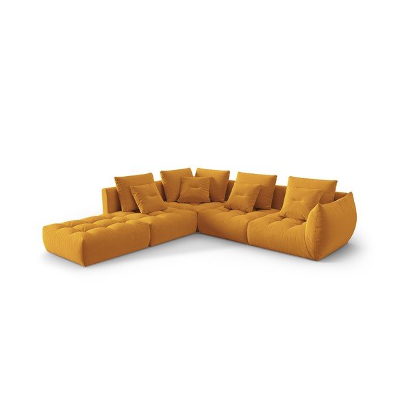 Sárga bársony sarokkanapé (bal oldali-L alakú) Bloom – Micadoni -image-2