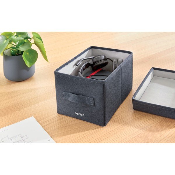 Sötétszürke fedeles textil tárolódoboz szett 2 db-os 19x28.5x16 cm – Leitz-image-1