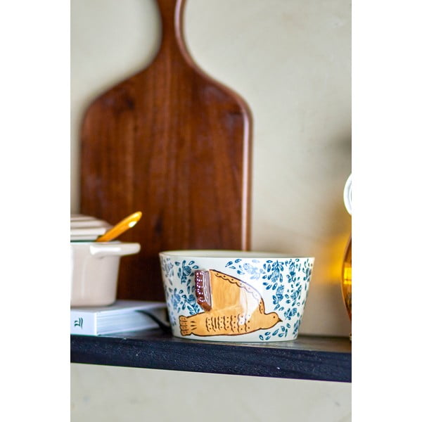 Fehér-kék agyagkerámia tálka 460 ml Hezha – Bloomingville-image-2