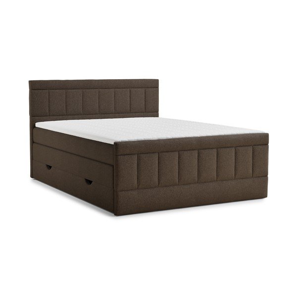Barna ágyneműtartós boxspring ágy 200x200 cm Caya – Maison de Rêve