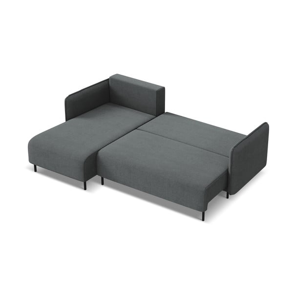 Sötétszürke kinyitható-tárolóhelyes sarokkanapé (bal oldali) Luana – Makamii-image-3