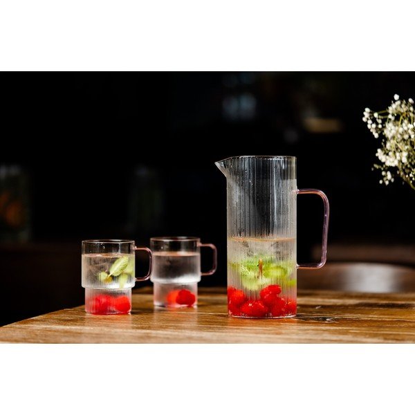 Rózsaszín üveg bögre szett 2 db-os cappucinóhoz 350 ml Livio – Vialli Design-image-2