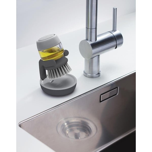 Palm Scrub szürke mosogatókefe adagolóval és állvánnyal - Joseph Joseph-image-1