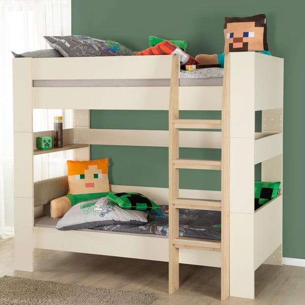 Bézs emeletes gyerekágy ágyrács nélkül 90x200 cm Double – Roba-image-3