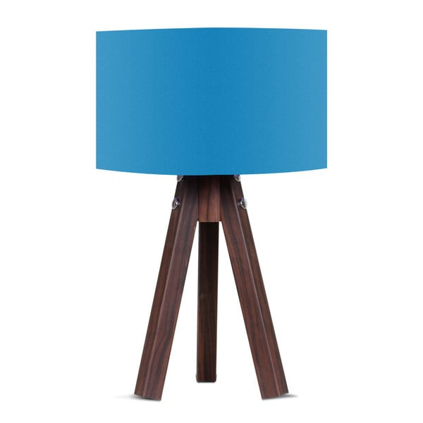 Kahve asztali lámpa kék lámpaburával - Kate Louise