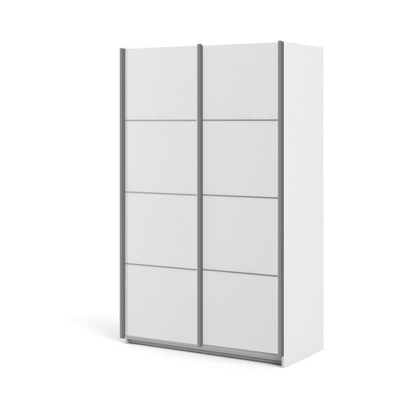 Verona fehér ruhásszekrény tolóajtókkal, 122 x 202 cm - Tvilum-image-2
