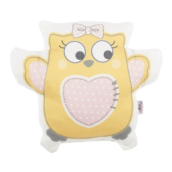 Pillow Toy Owl sárga pamut keverék gyerekpárna, 32 x 26 cm - Mike & Co. NEW YORK