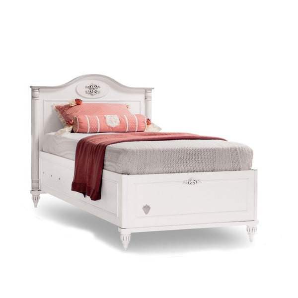 Romantica Bed With Base egyszemélyes fehér ágy tárolóhellyel, 90 x 190 cm