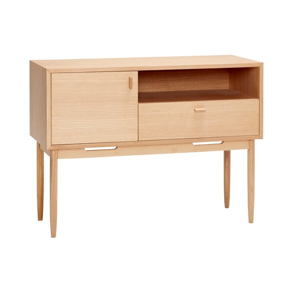 Natúr színű magas komód tölgyfa dekorral 100x75 cm Cube – Hübsch-image-1