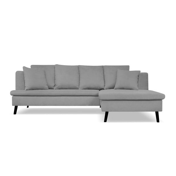 Hamptons világosszürke 4 személyes kanapé, jobb oldali fekvőfotellel - Cosmopolitan design