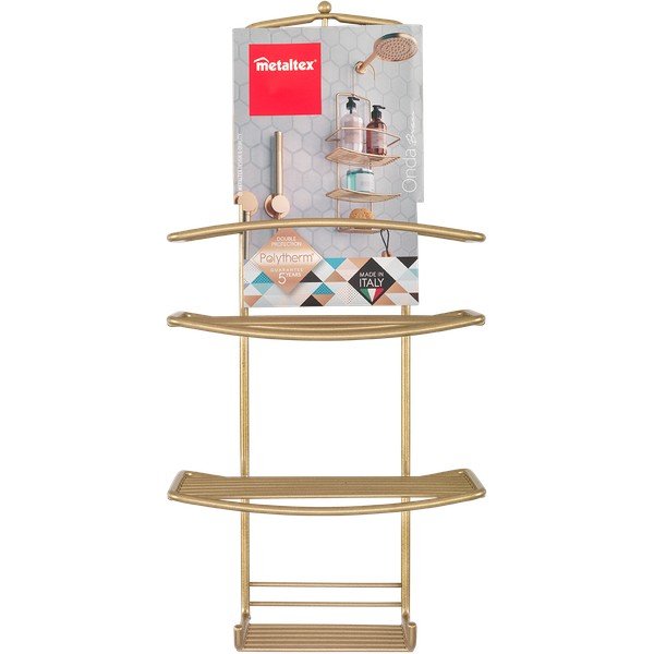 Aranyszínű függő acél fürdőszobai polc Onda – Metaltex-image-2