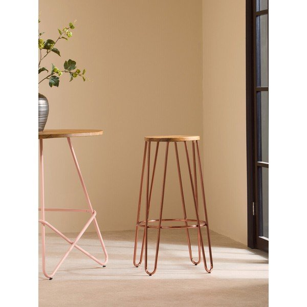 Natúr színű-rózsaarany színű szilfa bárszék (ülésmagasság 75 cm) District – Premier Housewares-image-1