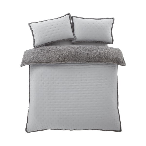 Szürke egyszemélyes sherpa ágyneműhuzat 135x200 cm Cosy Nori – Catherine Lansfield