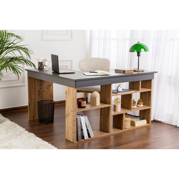 Íróasztal borovi fenyő dekorral 120x130 cm Vesper – Kalune Design-image-2